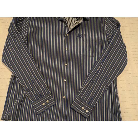 Robe Di Kappa Stylish Striped Button-Up Shirt Mens XL Blue White - Picture 7 of 13